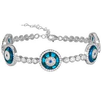 Sunkissed Sterling Sterling Silver Cubic Zirconia Evil Eye Link Bracelet