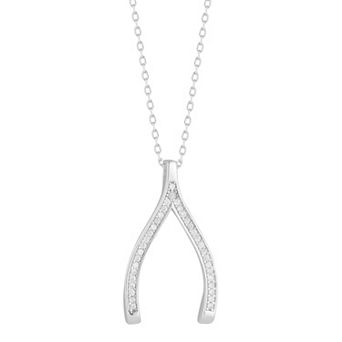 Sunkissed Sterling Sterling Silver Cubic Zirconia Wishbone Pendant Necklace