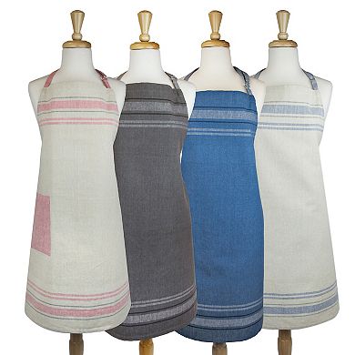 33" Gray and Blue Chambray French Stripe Chef's Apron with Adjustable Strap