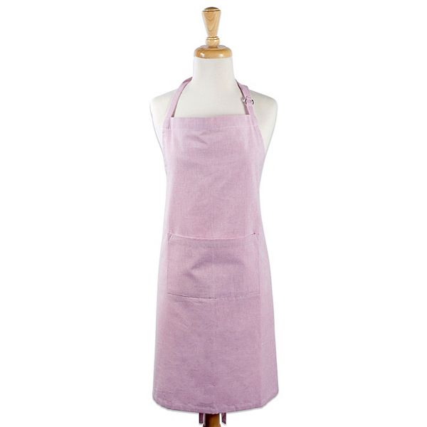 32" Pink Chambray Chef Kitchen Apron with Pocket and Extra Long Ties