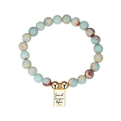 Love This Life® 14k Gold Plated "Stand In Your Light" Agalmatolite Stretch Bracelet