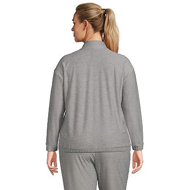Plus Size Lands' End Long Sleeve Performance Zip Front Popover Top