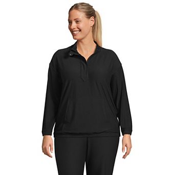 Plus Size Lands' End Long Sleeve Performance Zip Front Popover Top
