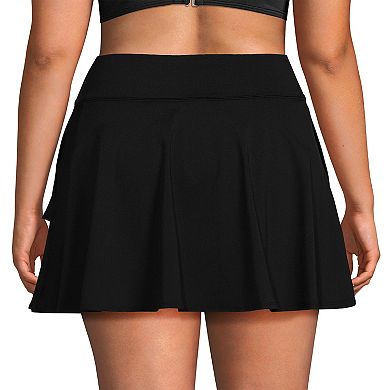 Plus Size Lands' End Chlorine Resistant High Waisted Tulip Hem Swim Skort Swim Bottoms
