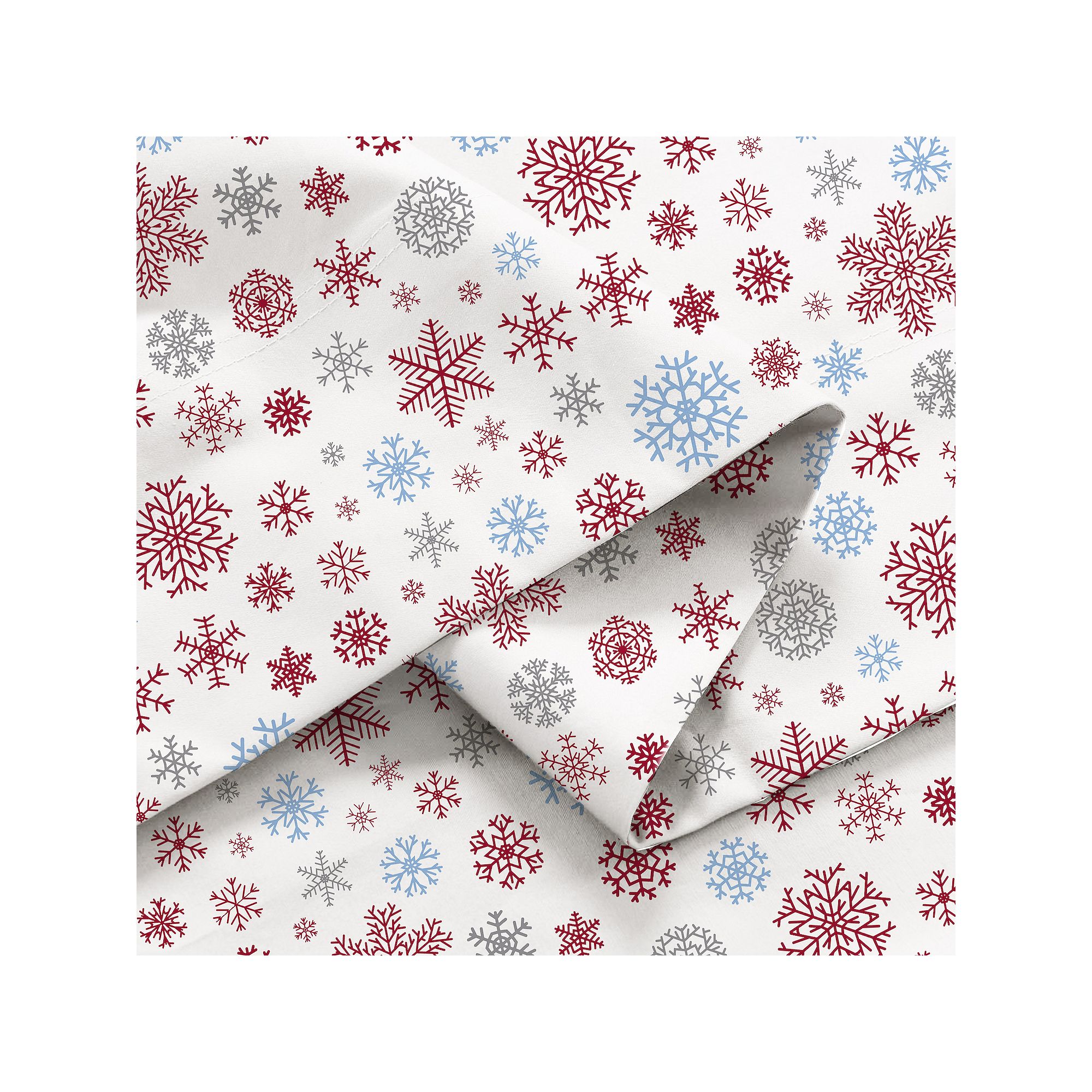 Color Sense Brushed Percale Weave Flannel Sheet Set, Snowflake