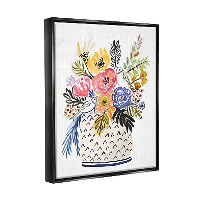 Stupell Home Decor Birds Perched Fun Floral Blossoms Canvas Wall Hanging