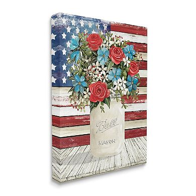 Stupell Home Decor Americana Flag Festive Bouquet Canvas Wall Art