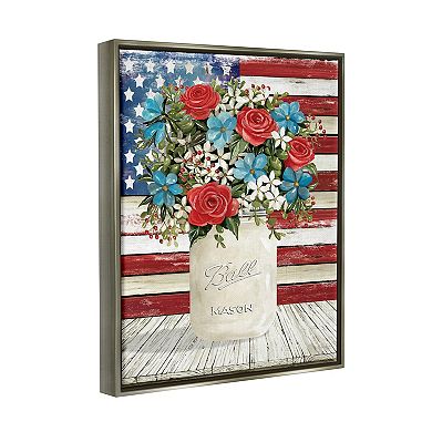 Stupell Home Decor Americana Flag Festive Bouquet Canvas Wall Art