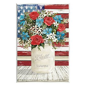 Stupell Home Decor Americana Flag Festive Bouquet Plaque Wall Art
