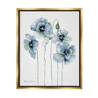 Stupell Home Decor Modern Poppy Blooms Blue Abstract Canvas Wall Art