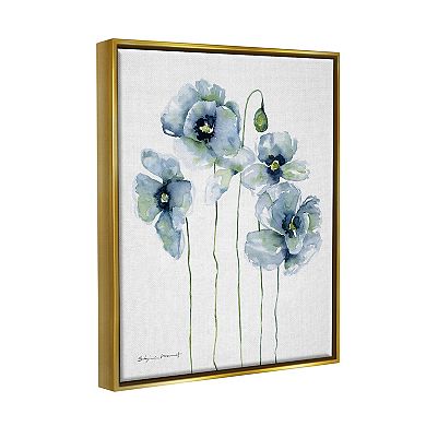 Stupell Home Decor Modern Poppy Blooms Blue Abstract Canvas Wall Art