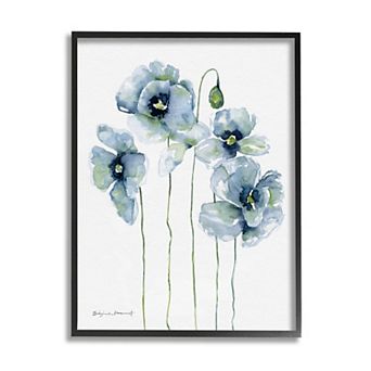 Stupell Home Decor Modern Poppy Blooms Blue Abstract Framed Wall Art