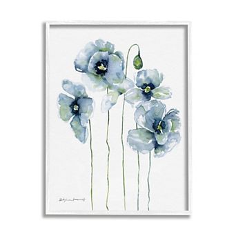 Stupell Home Decor Modern Poppy Blooms Blue Abstract Framed Wall Art