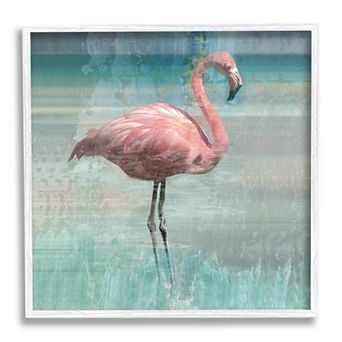 Stupell Home Decor Layered Flamingo Portrait White Framed Wall Art