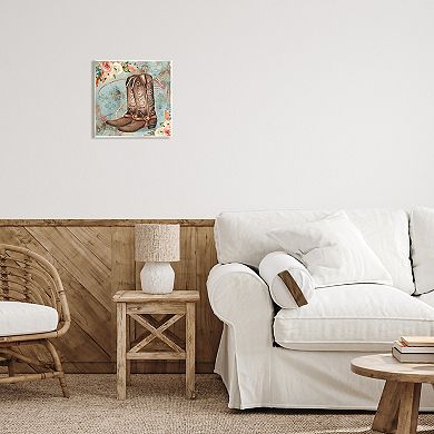 Stupell Home Decor Cowboy Boots Western Paisley Florals Framed Wall Art