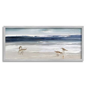 Stupell Home Decor Sandpipers Grazing Sea Shore Framed Wall Art
