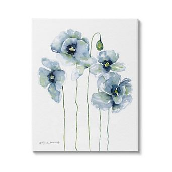 Stupell Home Decor Modern Poppy Blooms Blue Abstract Unframed Canvas Wall Art