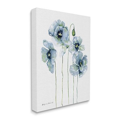 Stupell Home Decor Modern Poppy Blooms Blue Abstract Unframed Canvas Wall Art
