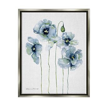 Stupell Home Decor Modern Poppy Blooms Blue Abstract Canvas Wall Art