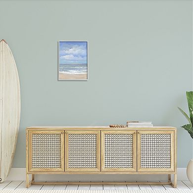 Stupell Home Decor Cloudy Ocean Bay Shoreline Gray Framed Wall Art