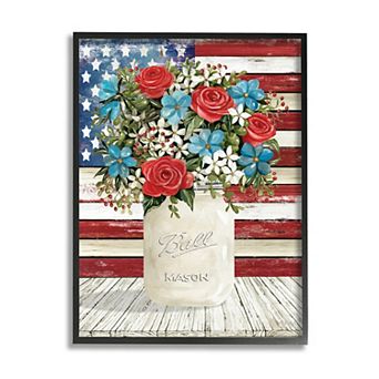 Stupell Home Decor Americana Flag Festive Bouquet Wall Art