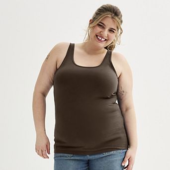 Juniors' Plus Size SO® Double Scoop Tank Top