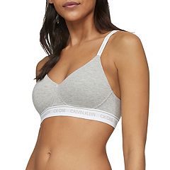 Calvin Klein Women's 1996 Cotton Lightly Lined Bralette, Grey Heather, Large  at  Women's Clothing store