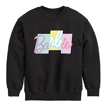 Girls 7-16 Barbie® Panel Logo Crew Fleece Sweatshirt