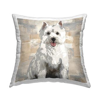 Stupell Home Decor Highland Terrier Dog Patchwork Pattern Grey 18" x 18" Decorative Throw Pillow