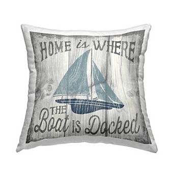 Stupell Home Decor Home is Where The Boat's Docked Nautical Family 18" x 18" Decorative Throw Pillow