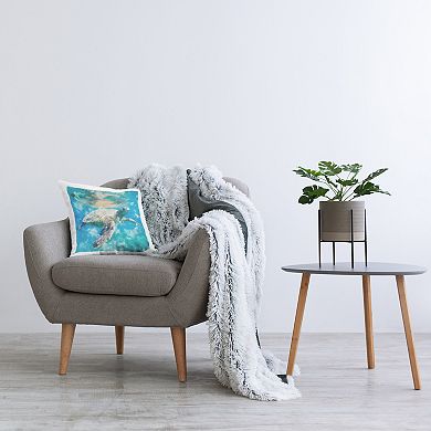 Stupell Home Decor Swimming Sea Turtle Aquatic Reptile Design 18" x 18" Decorative Throw Pillow