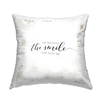 Stupell Home Decor Wearing the Smile You Game Me Romantic Couple Phrase 18" x 18" Decorative Throw Pillow
