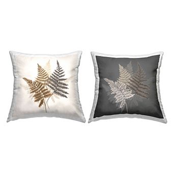 Stupell Home Decor 2-Pack Layered Rustic Fern Plants Beige Grey 18" x 18" Decorative Throw Pillows