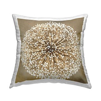 Stupell Home Decor Abstract Dandelion Flower Full Bloom Brown White 18" x 18" Decorative Throw Pillow