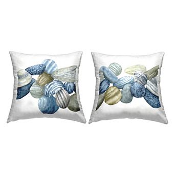 Stupell Home Decor 2-Pack Rows of Stones Organic Blue Brown Patterns 18" x 18" Decorative Throw Pillows