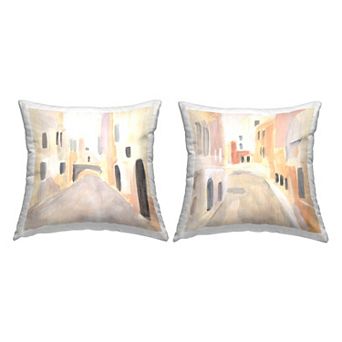 Stupell Home Decor 2-Pack European Alley Architecture Abstract Cityscape 18" x 18" Decorative Throw Pillows