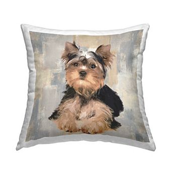 Stupell Home Decor Yorkshire Terrier Dog Neutral Patchwork Pattern 18" x 18" Decorative Throw Pillow