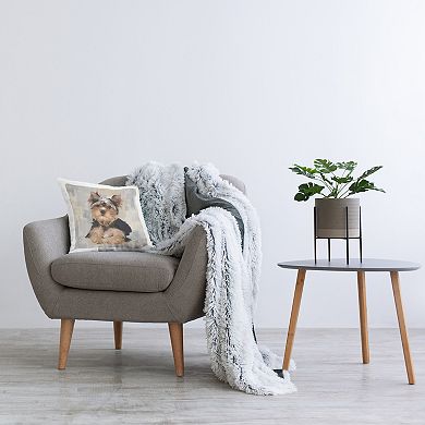 Stupell Home Decor Yorkshire Terrier Dog Neutral Patchwork Pattern 18" x 18" Decorative Throw Pillow