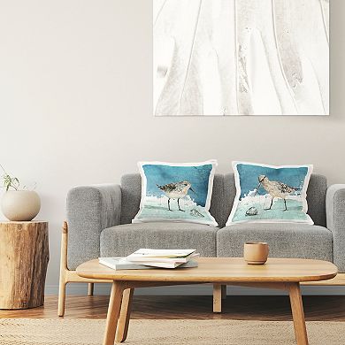 Stupell Home Decor 2-Pack Sandpiper Birds Nautical Beach Map Pattern 18" x 18" Decorative Throw Pillows