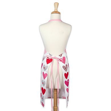 32” White and Pink Hearts Collage Printed Chef’s Apron