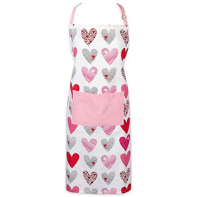 32” White and Pink Hearts Collage Printed Chef’s Apron