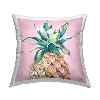 Stupell Home Decor Tropical Pineapple Top Soft Pink Color Pop 18" x 18" Decorative Throw Pillow