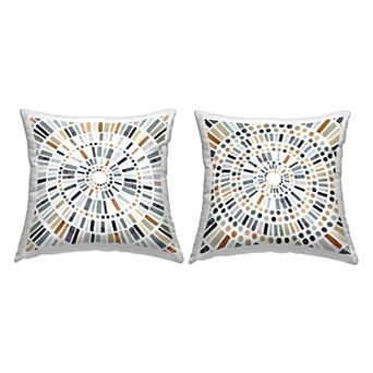 Stupell Home Decor 2-Pack Circular Geometric Pattern Abstract Deco Collage 18" x 18" Decorative Throw Pillows