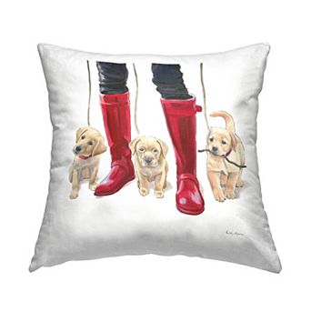 Stupell Home Decor Labrador Puppies Rain Boots Fashion Dogs 18" x 18" Decorative Throw Pillow