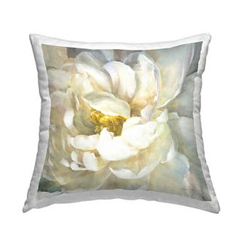 Stupell Home Decor Floral Close-Up Petals Nature Yellow White Painting 18" x 18" Decorative Throw Pillow