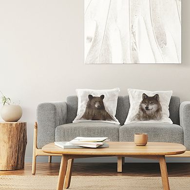 Stupell Home Decor 2-Pack Rustic Bear and Wolf Portraits Abstract Forest 18" x 18" Decorative Throw Pillows