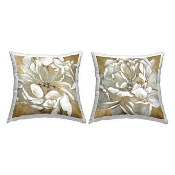 Stupell Home Decor 2-Pack Blooming White Florals Modern Glam Flower 18" x 18" Decorative Throw Pillows