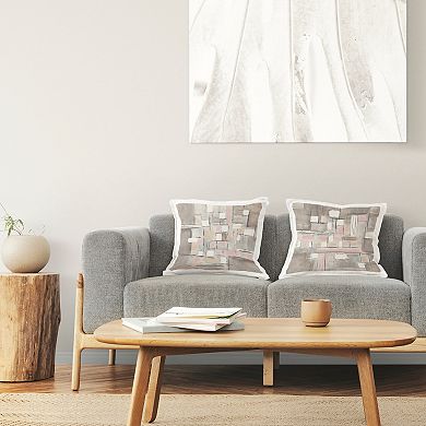 Stupell Home Decor 2-Pack Abstract Checkered Pattern Brown Pink Shapes 18" x 18" Decorative Throw Pillows