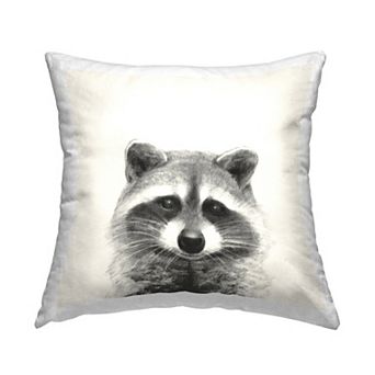 Stupell Home Decor Raccoon Portrait Soft Grey Illustration 18" x 18" Decorative Throw Pillow