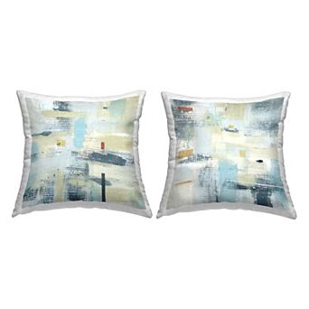 Stupell Home Decor 2-Pack Modern Blue Beige Abstract Cross Hatch Pattern 18" x 18" Decorative Throw Pillows